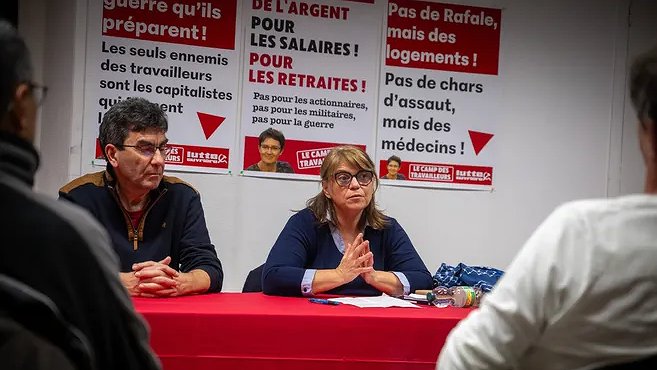 Illustration Marie Savre à la tête d'une liste Lutte ouvrière "pour défendre le camp de la révolution ouvrière mondiale"