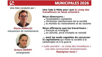 Illustration Comme dans 240 villes en France, une liste Lutte ouvrière à Metz