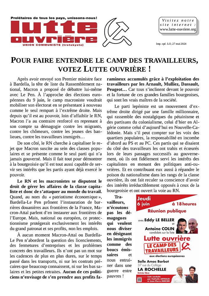 Illustration - Tract La Rochelle du 29 mai 2024